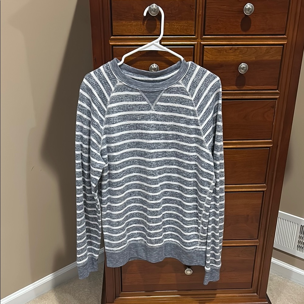 Abercrombie & Fitch Striped Sweater, light navy blue/white, medium, high quality
